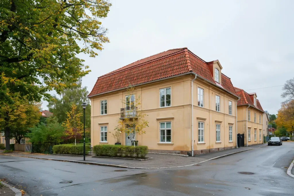 takt ckning med enkupiga tegelpannor p radhus i midsommarkransen h gersten
